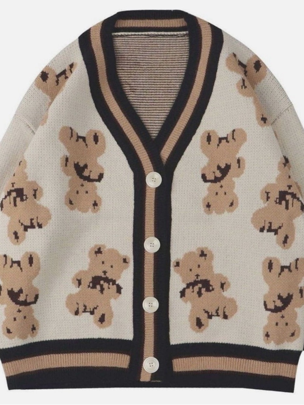 Kids Teddy Knit Cardigan Jacket in Cream and Tan